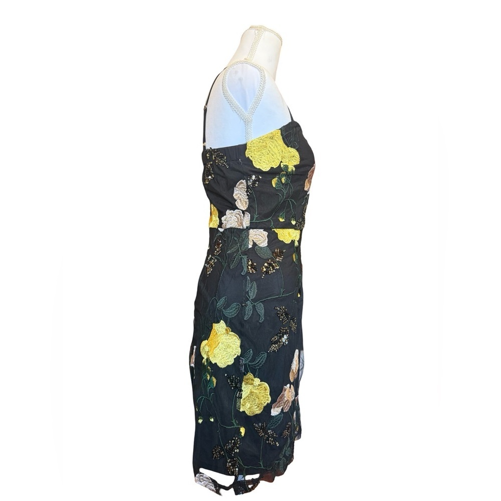 Lulus Black Floral Embroidered Mini Dress Small Sheer Overlay Strappy Cocktail - Picture 10 of 14